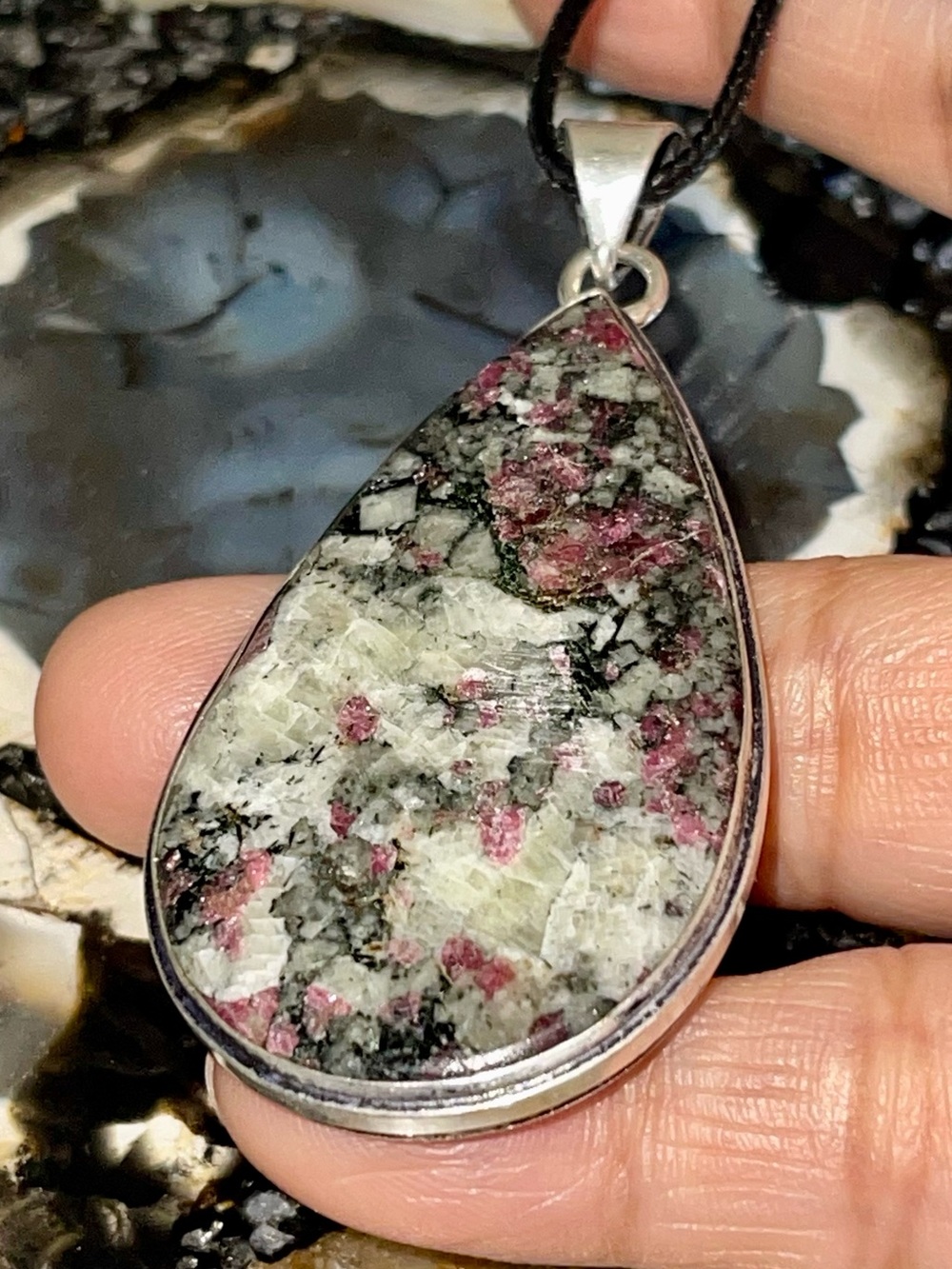 Eudialyte Crystal Pendant 2 1/2” - “Stone of the Heartland”
